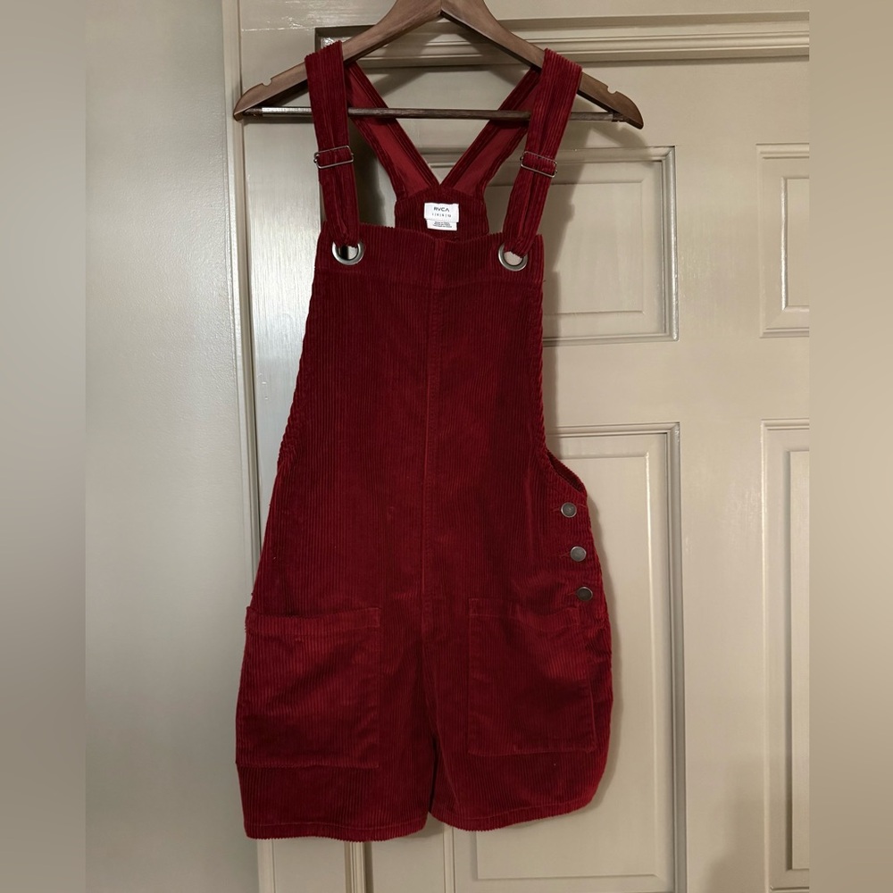 RVCA Burgundy Corduroy Overall Romper